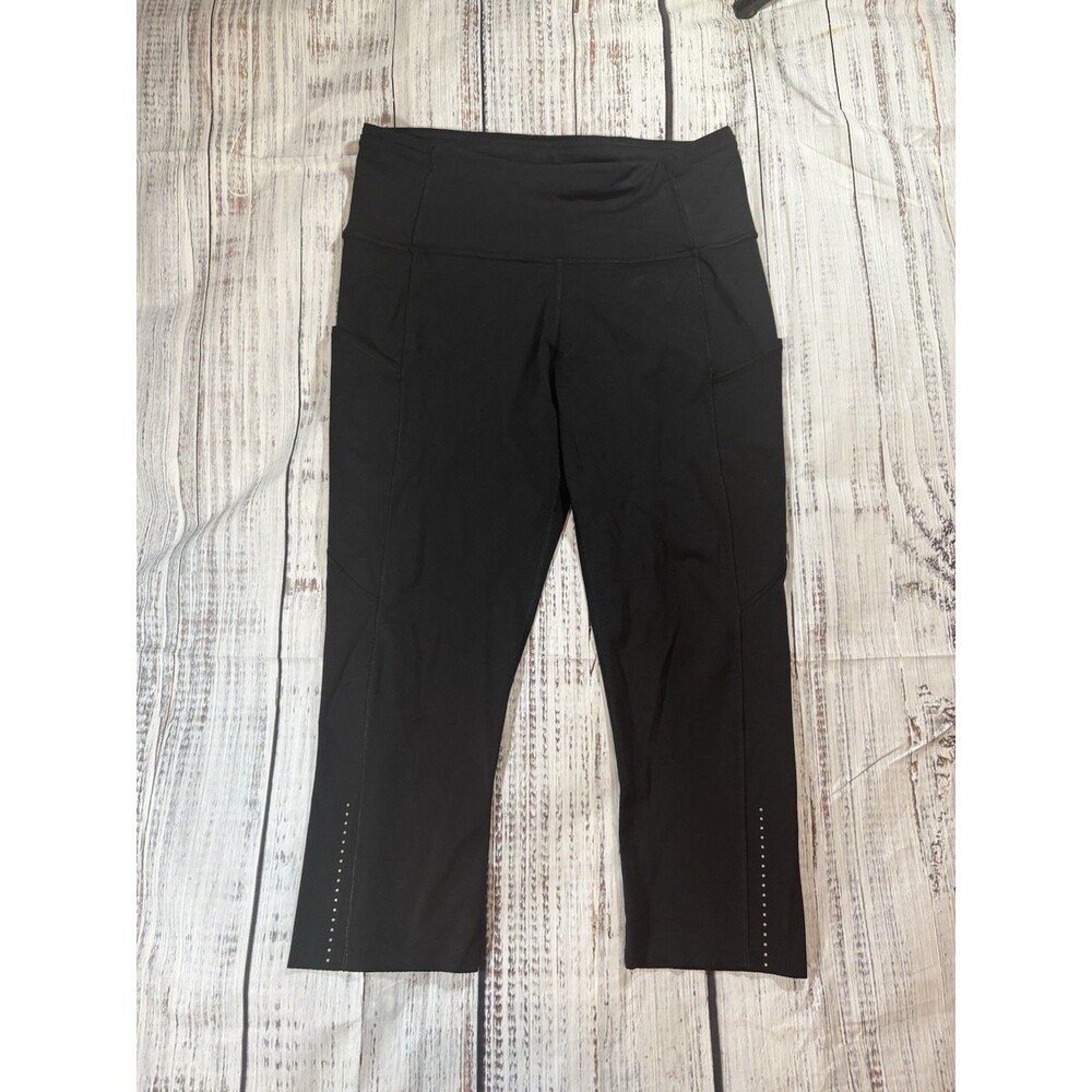 lululemon Fast Free Crop Tight II 19" Size 8 Solid Black Nulux